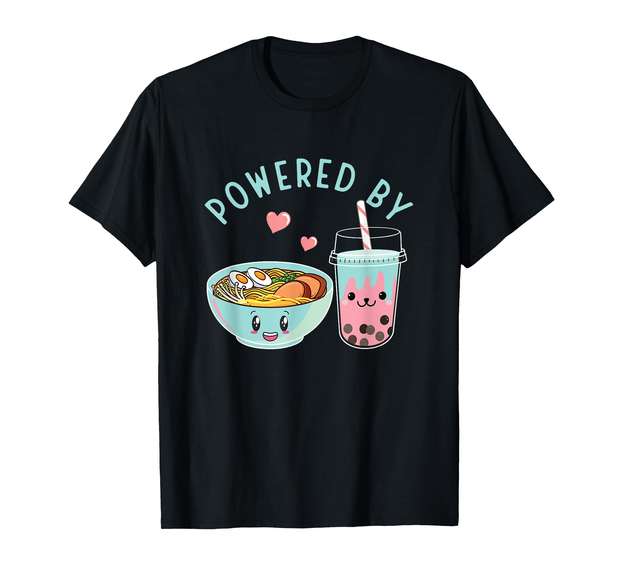 Футболка с милым принтом «Powered by Ramen Bubble Tea» S