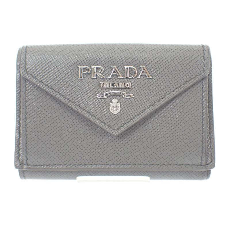 PRADA  1MH021 Tri-fold wallet gray Safiano Women
