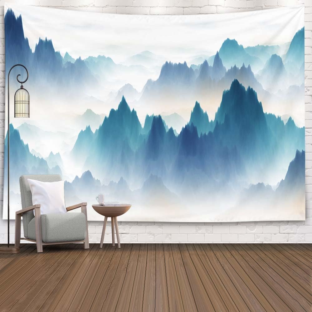 VIKAMA Forest Mist Tapestry Misty Mountain Forest Wall Hanging Bedroom Living Room Guesthouse Wall Decoration