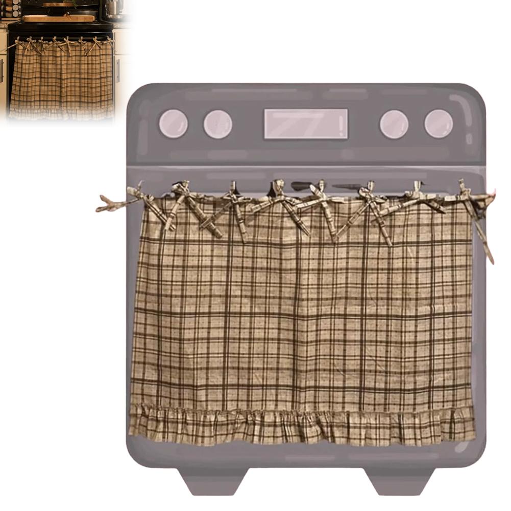 

2026 Oven Skirt Artisanal Farmhouse Oven Cover With Ruffle Trim Under Stove Oven Hideaway Curtain Kitchen Decor Ornaments New