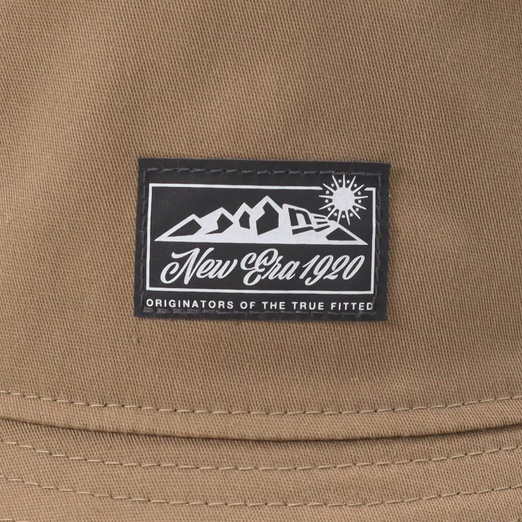 New Era Trekking Hat Bucket 01 Stretch Cotton Mountain Range Label Reflector Patch 13516191 Khaki M-L