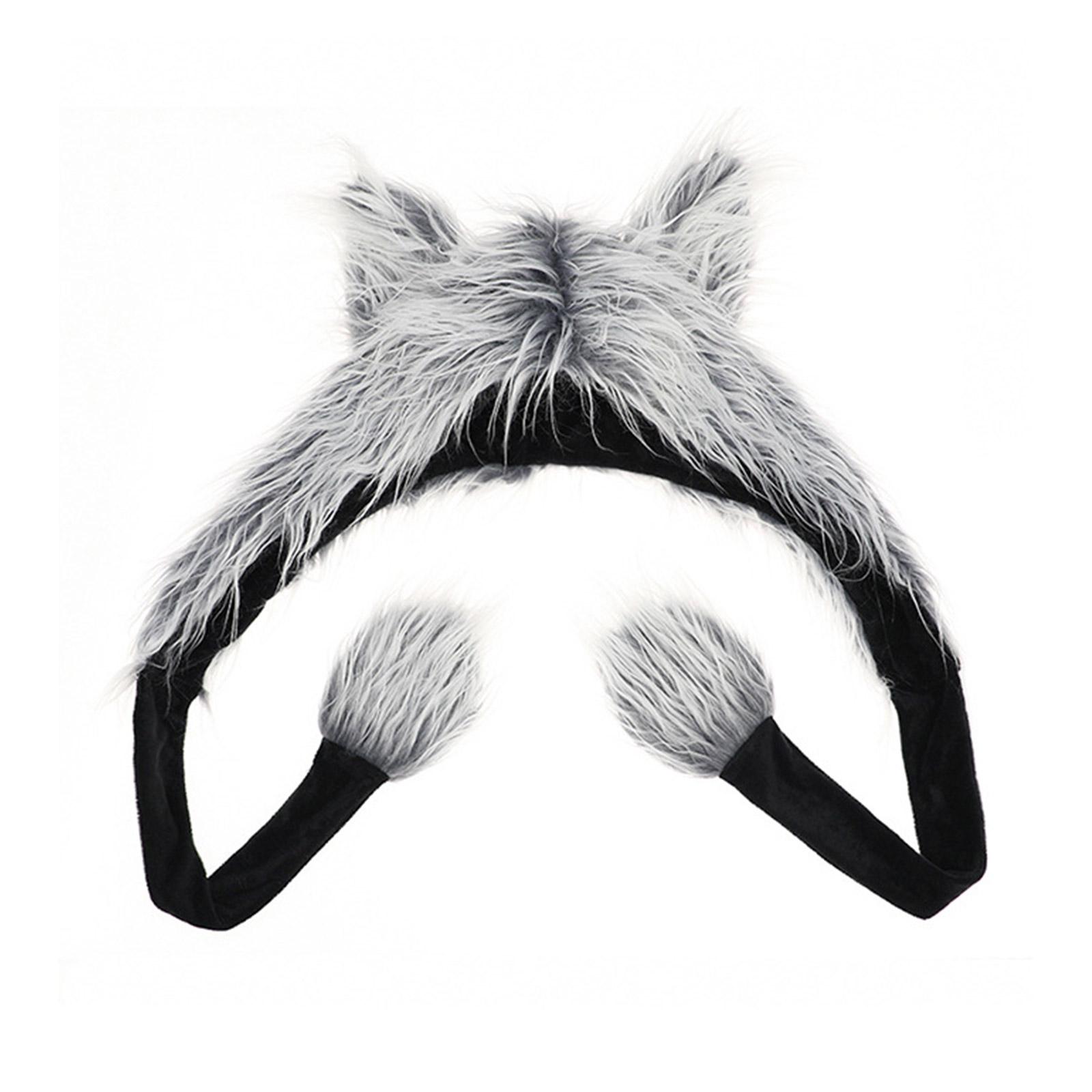 

Kids Hat Head Wrap Thicken Furry Wolf Hat for Climbing Skiing Sports Headwear White Wolf Hat Oversized Headwear 1 темно серый