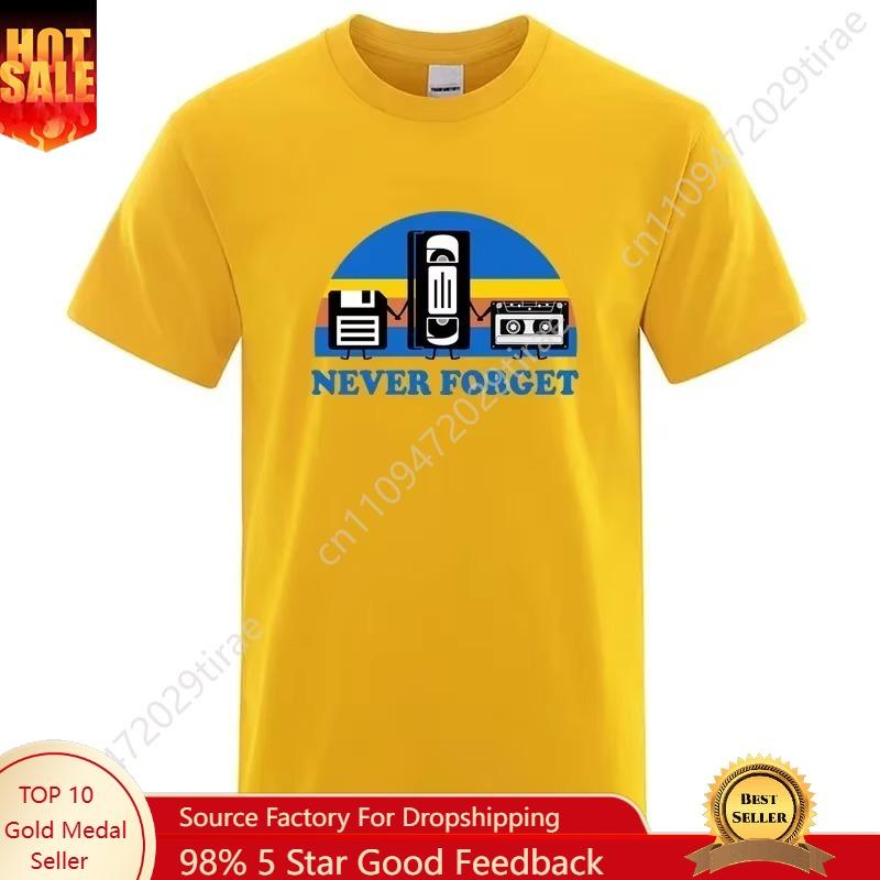 Summer Mens Tshirt Never Forget Sarcastic Graphic Music Funny Printed Cotton Blend Tshirt Loose Male Top Casual Short Sleeve