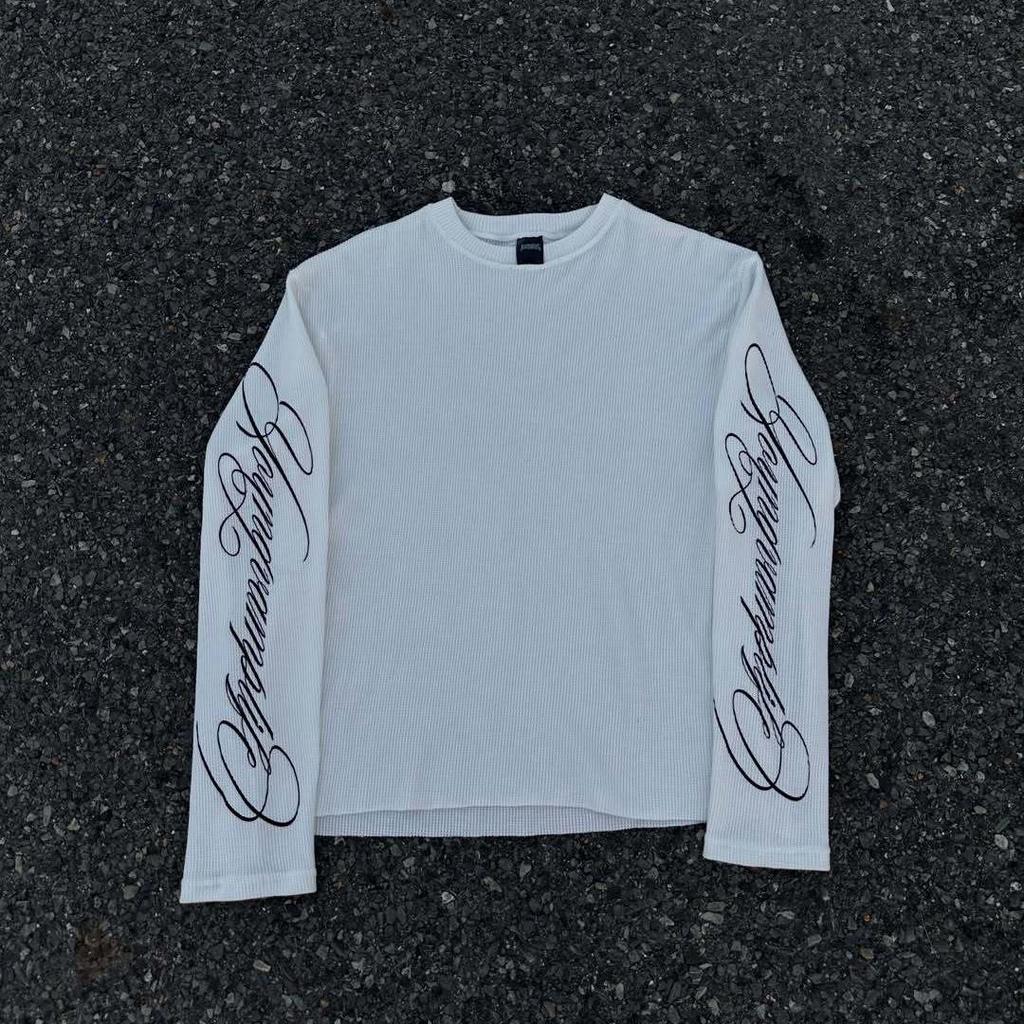 American Cross-Border Floral Print White Casual Long-Sleeve T-Shirt