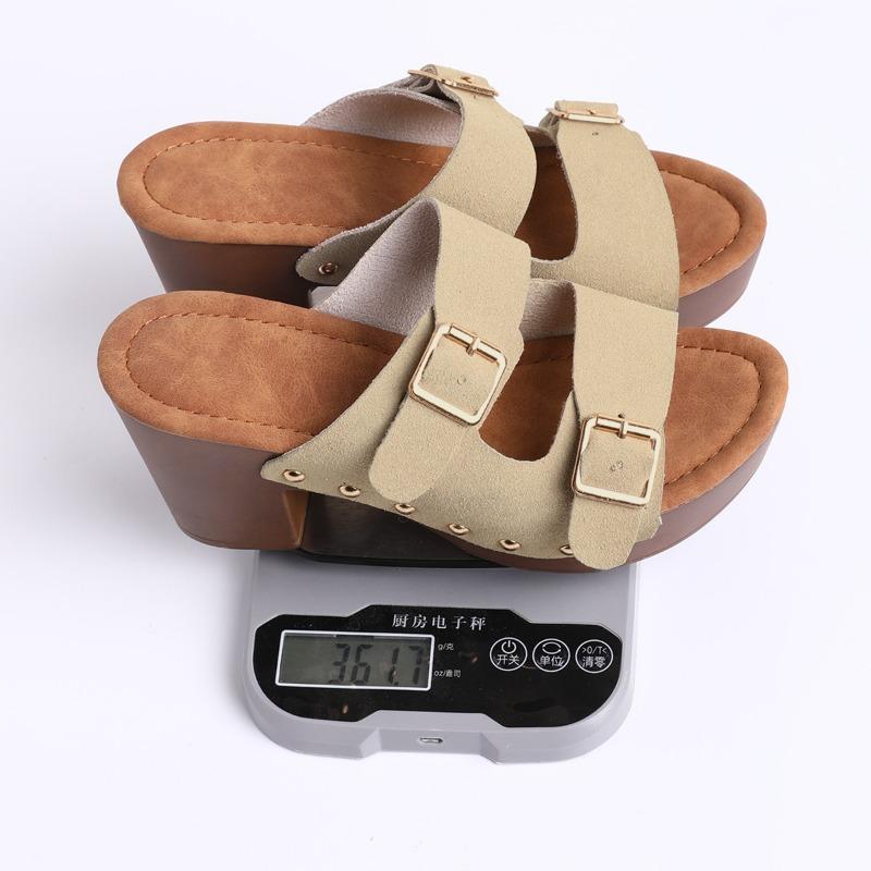 Trendy women's shoes summer new high-heeled platform slippers women's round head belt buckle sandals