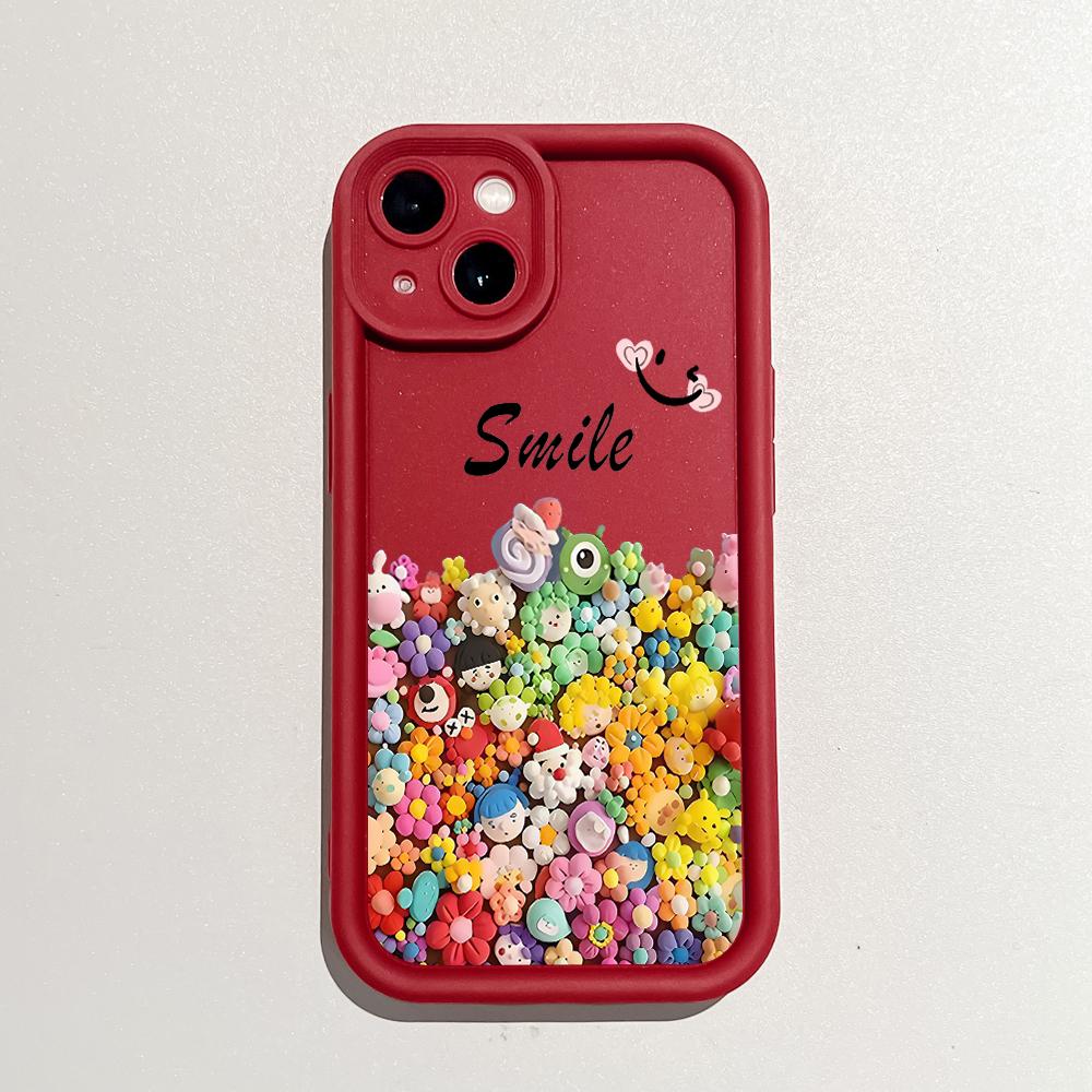 Weiche Silikon-Quadratleitern-Cartoon-Muster Vollständiger Kameraschutz Stoßfeste Hülle für iPhone Infinix Tecno Vivo