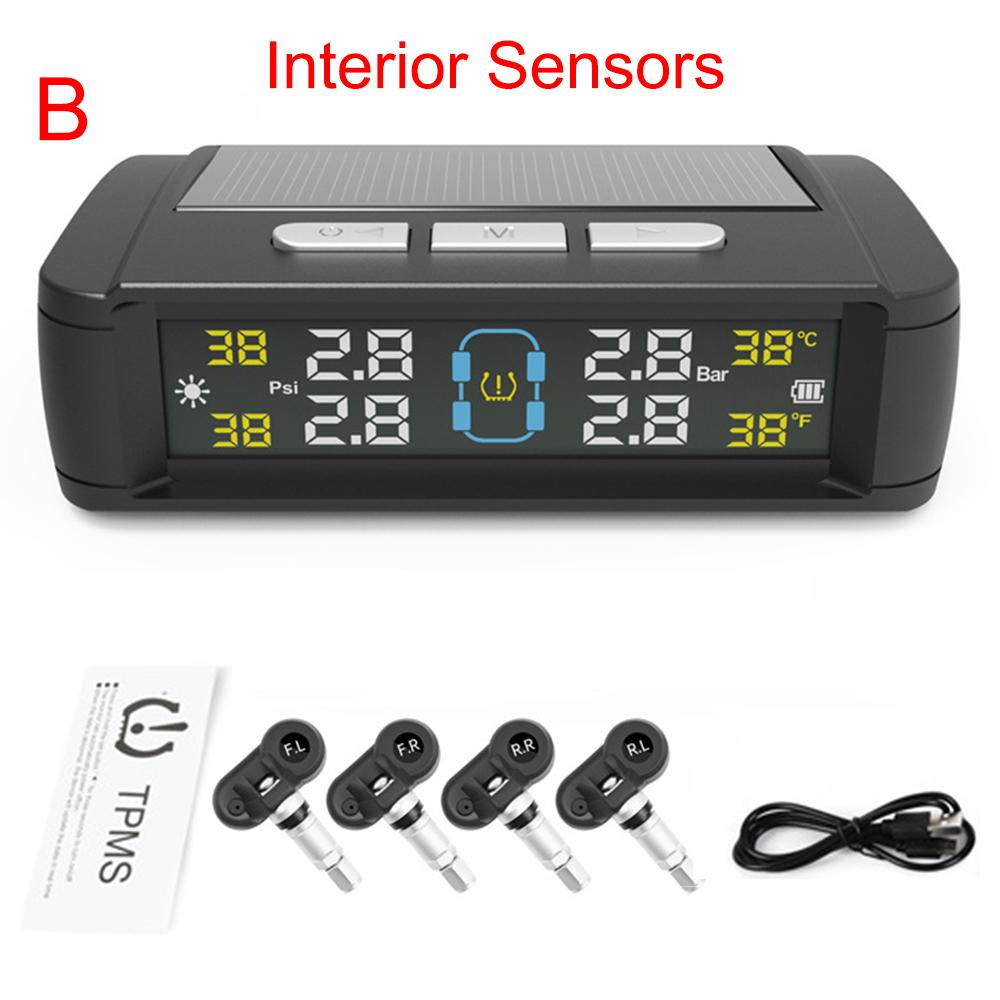 Temperature Warning Fuel Save Tire Pressure Monitoring System Solar TPMS With 4 External Sensors Car Tyre Pressure Monitor