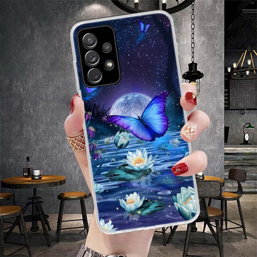 Blue Butterfly Beautiful Wing Soft Phone Case For Samsung Galaxy A12 A22 A32 A52 A72 A02S A51 A50S A71 A70 A31 A20S Note 20 Ultr