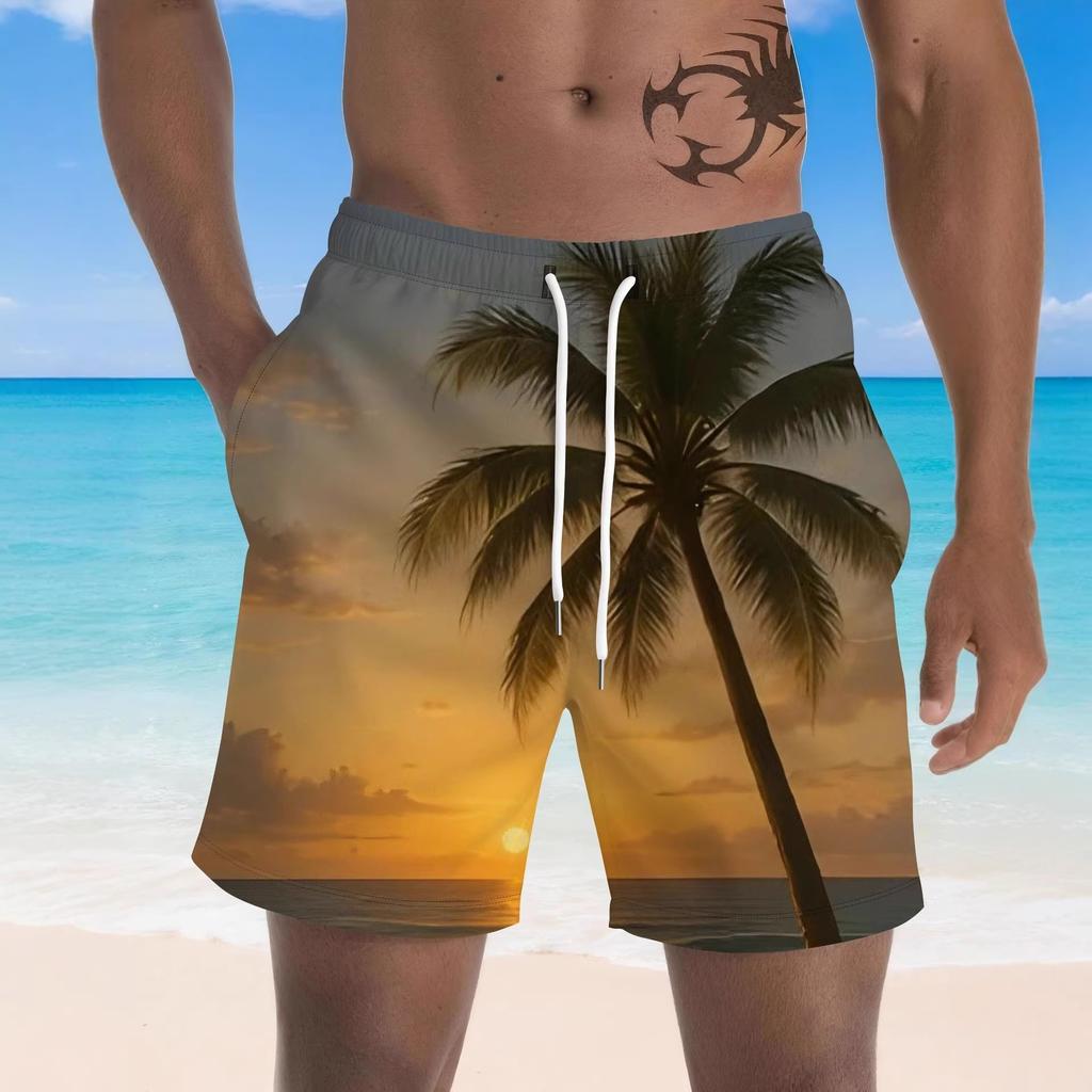 Summer Men's 3D Printed Beach Pants Fashion Versatile Trend Breathable Casual Vacation Style