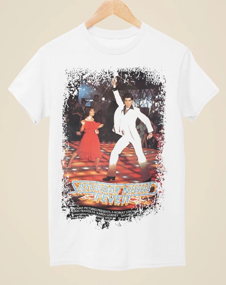 Saturday Night Fever Movie Poster Inspired Unisex White TShirt S