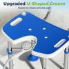 Shower Chair with U-Shaped Cutout, Height Adjustable Bath Bench, Padded Shower Stool for Elderly, Senior, Disabled, Blue