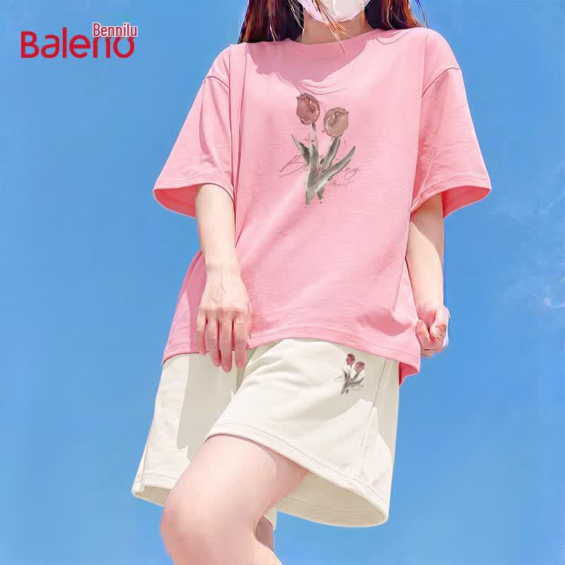 Baleno Women s Cotton Short Sleeve Top & Shorts Set M