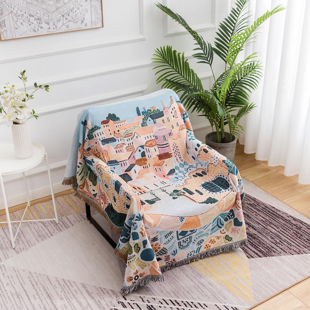 Australian Original Single American Style South Villa Dali Courtyard Comic Blanket Sofa Towel Cover Blanket