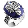 The Vampire Diaries Rings Silver Damon Salvatore Ring Men's With Lapis Lazuli Natural Stone Jewelry