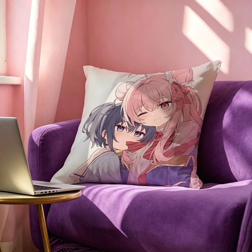 Cartoon Anime HHappy Sugar Life Manga Pillow Case Square DoubleSided Sofa Cushion Cover Bedroom Bedside Pillow