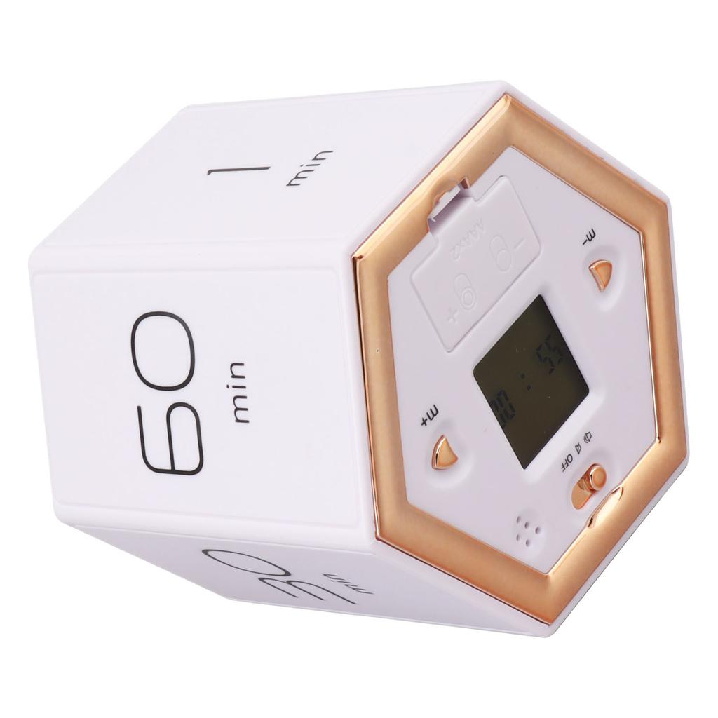 Hex Flip Timer with Mute Alarm Function Magnetic Time Management Cube Timer with LCD Screen for Cooking Studying Working
