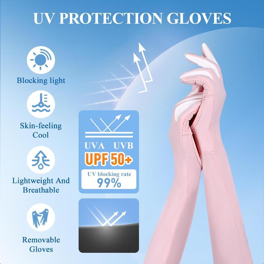 

2 пары перчаток с защитой от УФ-лучей, перчатки-рукава от солнца с вентиляционными отверстиями, летние перчатки для защиты от солнца для вождения United States