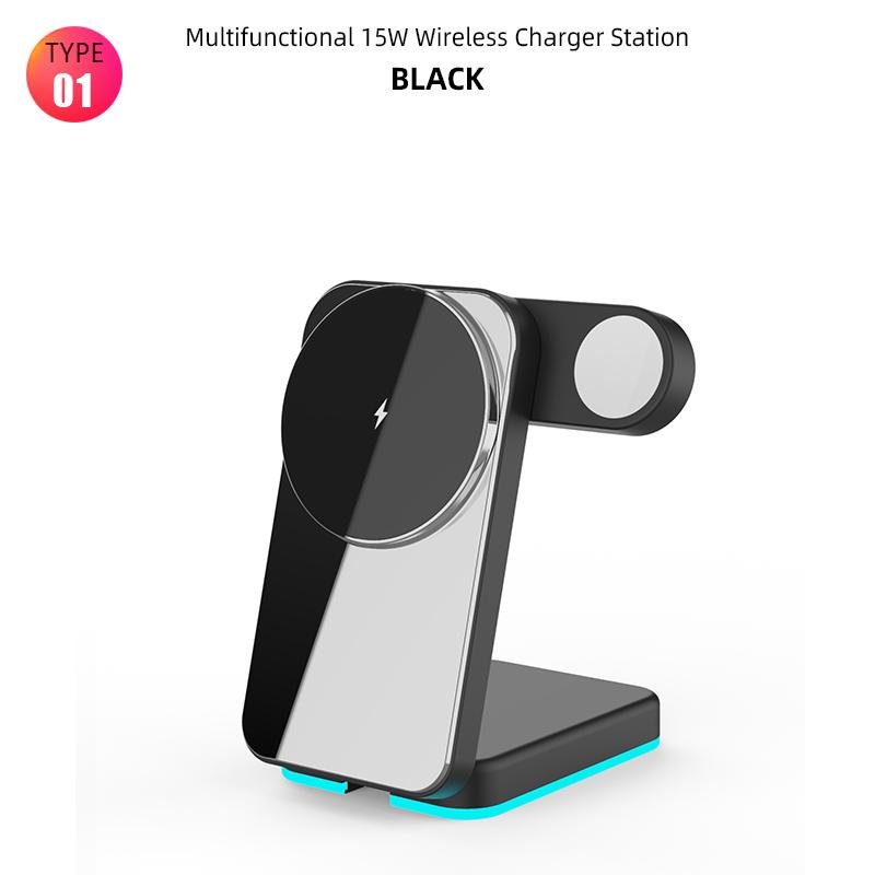 

3 в 1 складное магнитное беспроводное зарядное устройство мощностью 15 Вт, сертифицированная подставка для зарядки Qi2 для iPhone16, 15, 14, 13, 12 Pro, Max, Airpods, 3, 2 Pro