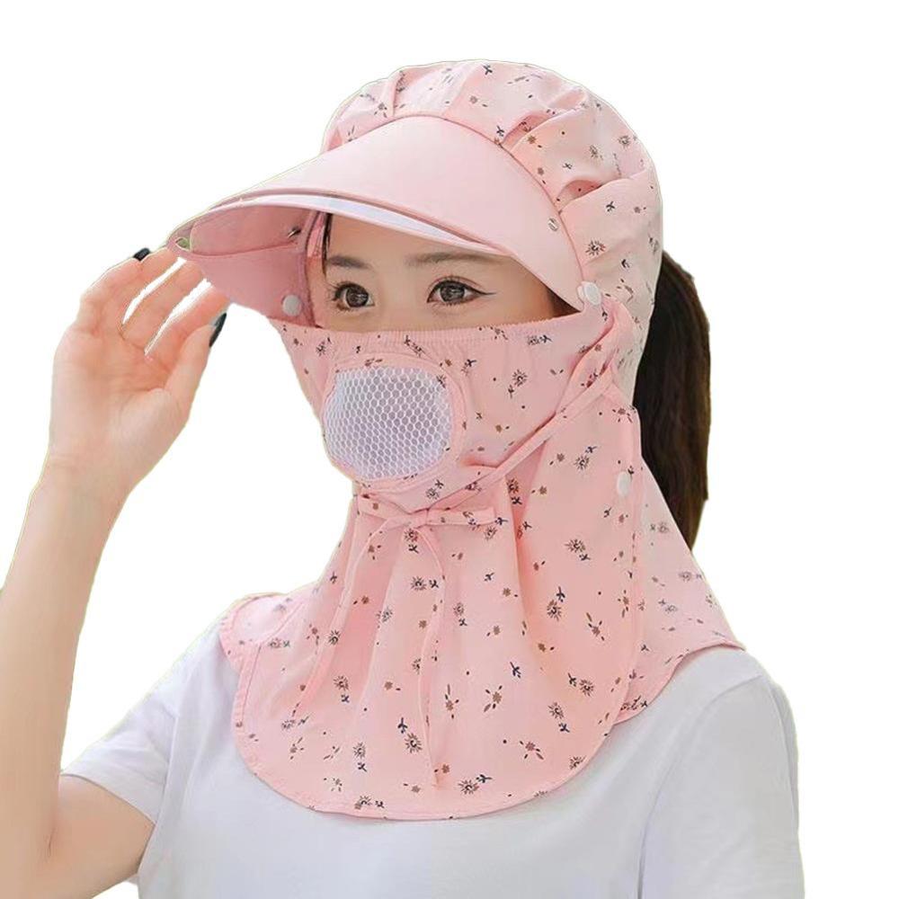 Floral Print Women Fisherman Hat Big Brim Picking Tea Hat Fashion Face Covering Sunhat  Face Shield