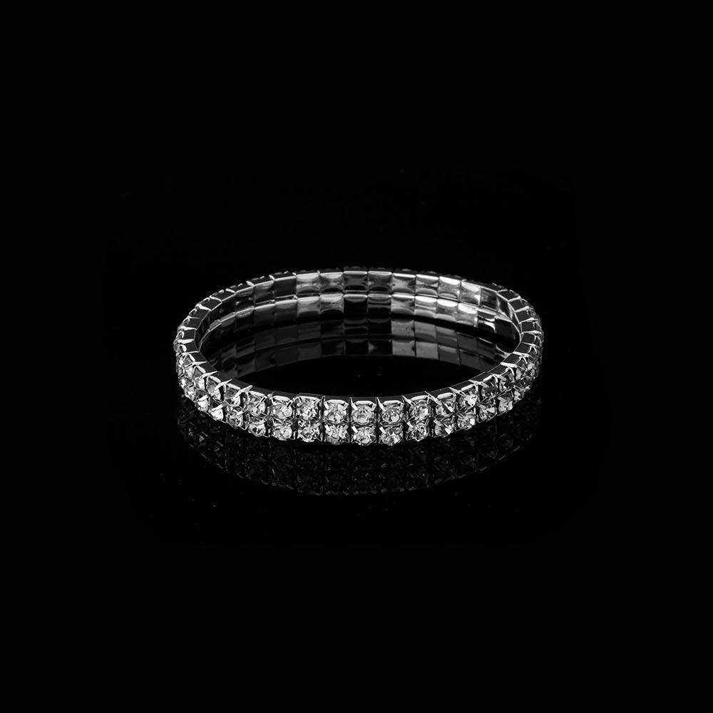 1 Pcs Shiny Bracelet for Women Crystal Rhinestone Stretch Bracelet Bangle Wristband Elastic Wedding Bridal Jewelry