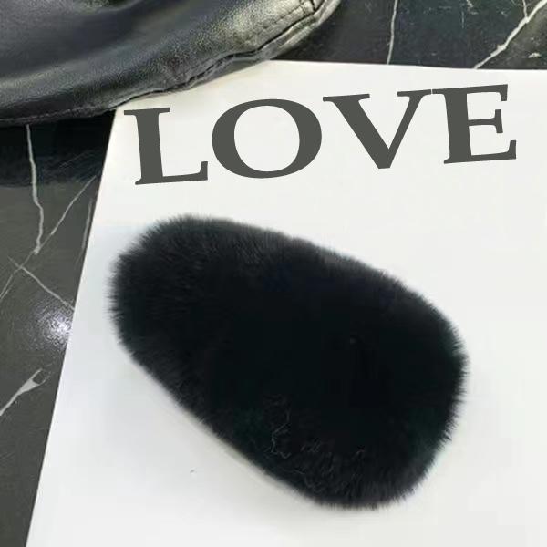 Girls Plush Hairpin Natural Rabbit Fur Women Bangs Hairpin