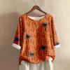 Women's Fashion Casual Long Sleeve Halloween Printed V-Neck Top
