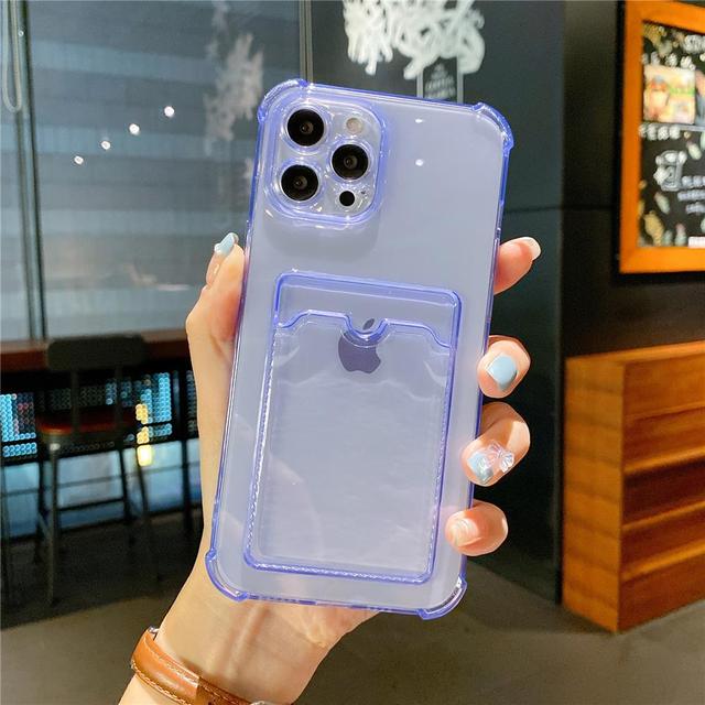 7 Colors Transparent Card Slot Soft Phone Case For Iphone 14 12 11 13 Pro Max Mini Xr X Xs 7 8 Plus Airbag Shockproof Cover