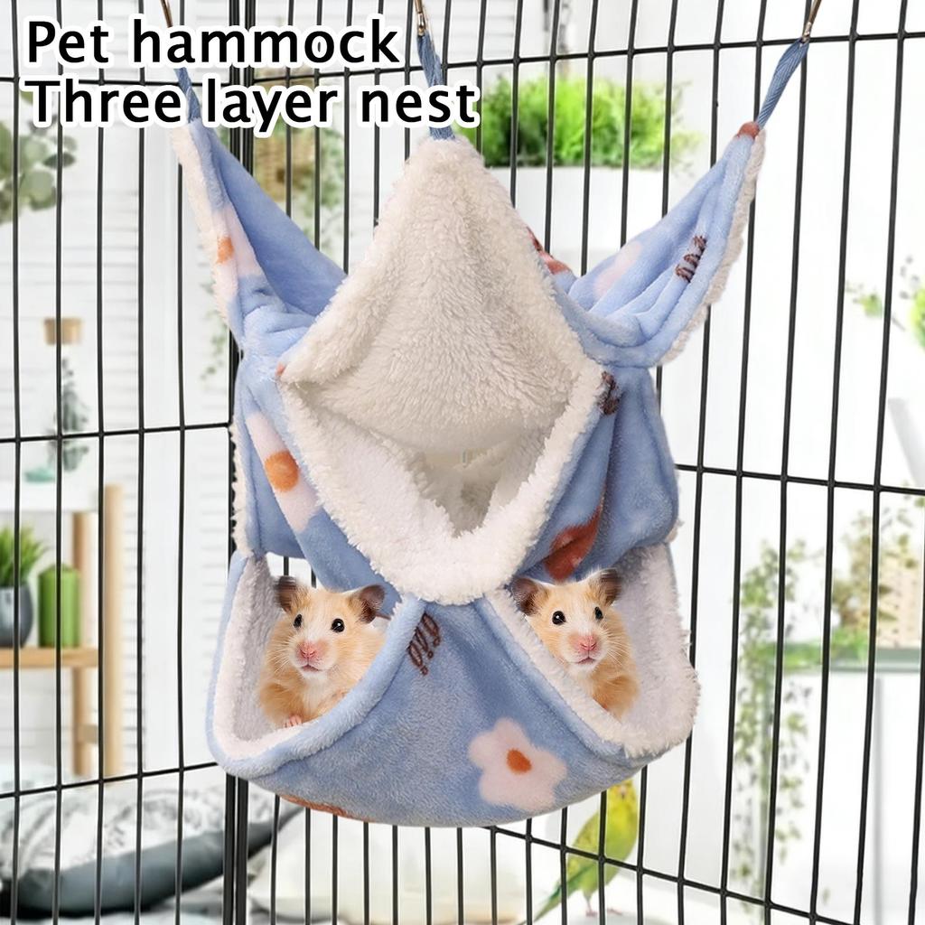 3 Styles Small Animals Hammock, Sugar Glider Triple Bunk Bed Cage Warm Plush Hanging Hammock Bed, Winter Skin-friendly