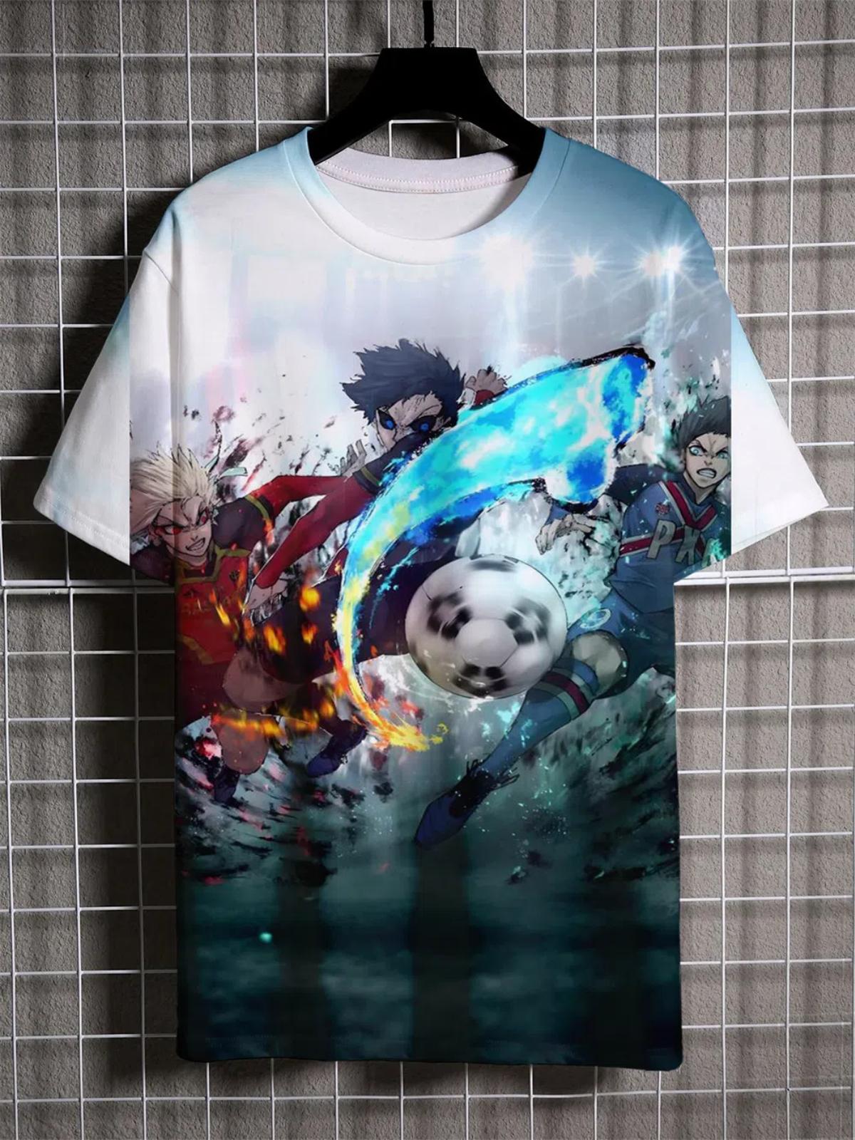 

Новая мужская футболка Anime Blue Lock с 3D-печатью, повседневная мода, с короткими рукавами, свободная уличная одежда в стиле аниме S