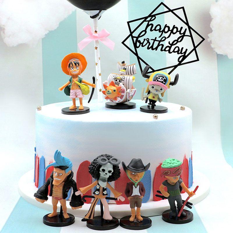 One Piece 6pcsset Figures Monkey D Luffy Zoro Chopper Miniatures Pvc Gift Toys