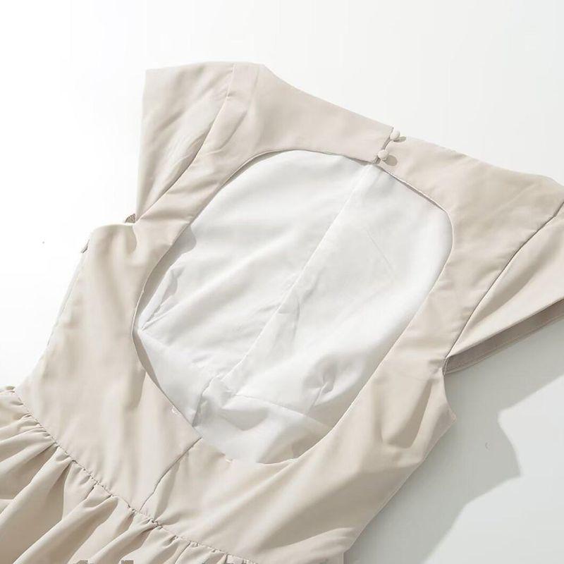 Kaslead New Arrival Women's Clothing Fashion Style Fashion French Style Without Straps Chinese Mesh Patchwork Dress