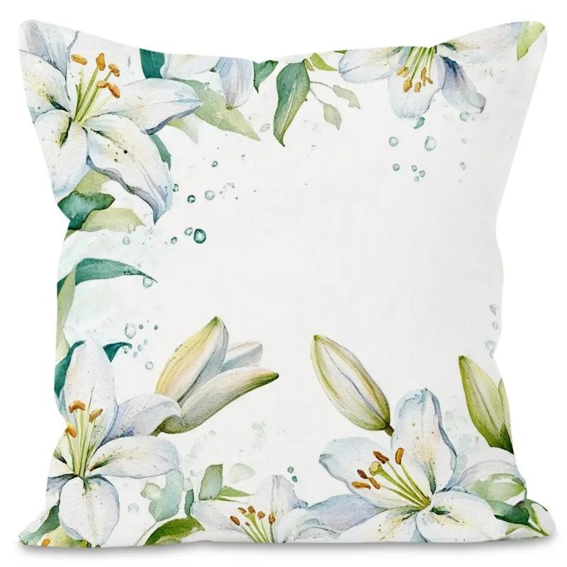 Elegantes Künstlerisches Blumenmuster Heimdeko Kissenbezug Schlafzimmer Wohnzimmer Sofadekoration Polyester Kissenhülle Mit Reißverschluss