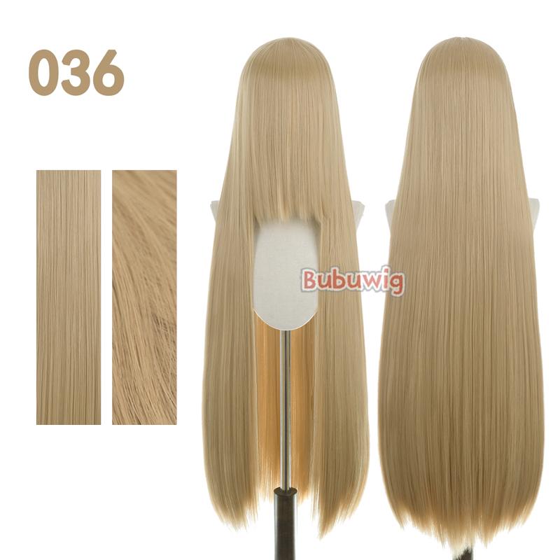 Bubuwig Synthetic Hair 100cm Long Straight Pure Color Cosplay Wigs Over 100 Colors Black White Red Blue Brown Wig Heat Resistant