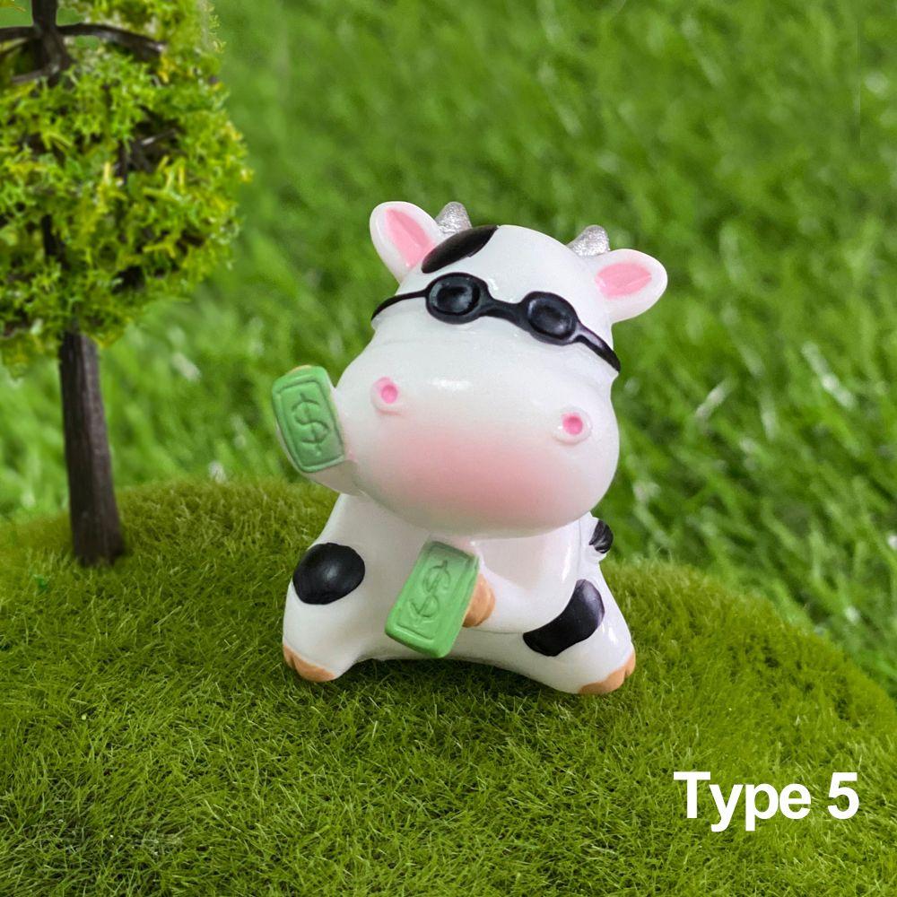 Landscape Home Decoration Little Statue Scene Animal Model Cartoon Cow Figurines Miniature Cattle