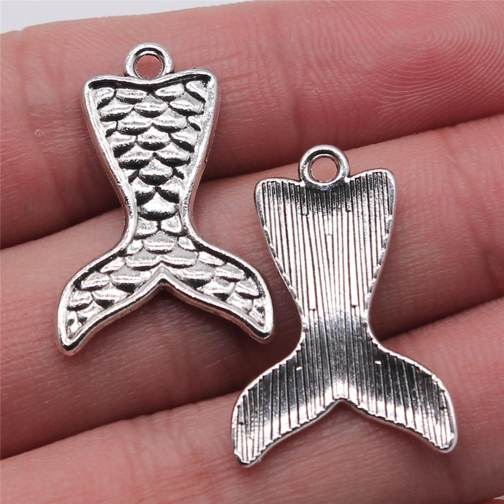 10pcs Charms Lovely Mermaid Antique Bronze Silver Color Plated Pendants Making DIY Handmade Tibetan Jewelry