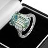 Elegant Green Tourmaline & Diamond Ring - S925 Silver, 10x14mm Square Gemstone