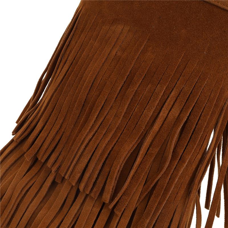 Ghete scurte cu talpă plată pentru femei, toamnă și iarnă, noi, casual, mărimi mari, cu franjuri