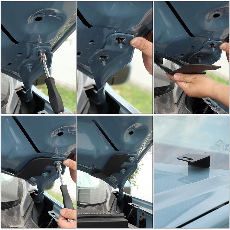 For Ford Maverick 2025-2025 Carbon Steel Black Car Hood Headlight Bracket Pillar Hood Mount Holder Trim Car Accessories
