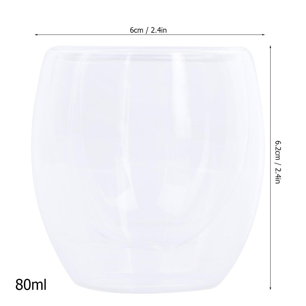 80ml Heat Resistant Double Layer Water Glass Bottle Cup Tea Coffee
