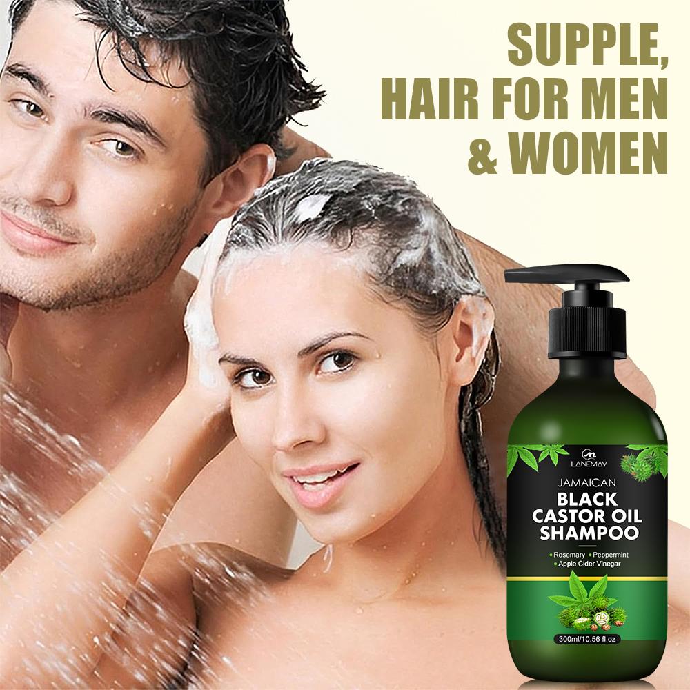 Black Castor Oil Shampoo-Soften & Nourish Hair-Deeply cleanses hair scalp and removes loose dandruff flakes,300ml