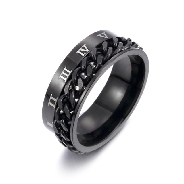 Anello Rotante Antistress da Dito Catena in Acciaio Inossidabile Uomo Classico Roma Senso di Potere Digitale Regalo