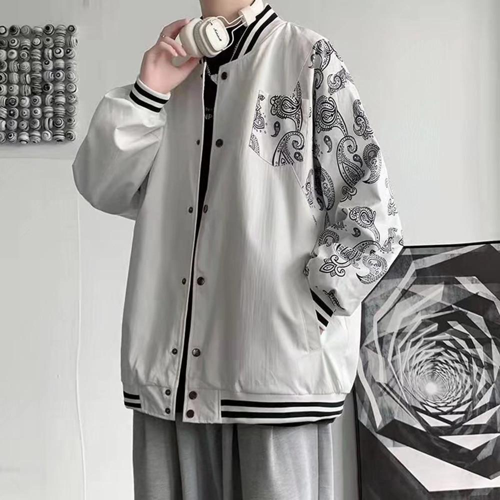 Men's Korean-Style Floral Jacket: Spring/Autumn Streetwear, Casual Baseball Outerwear