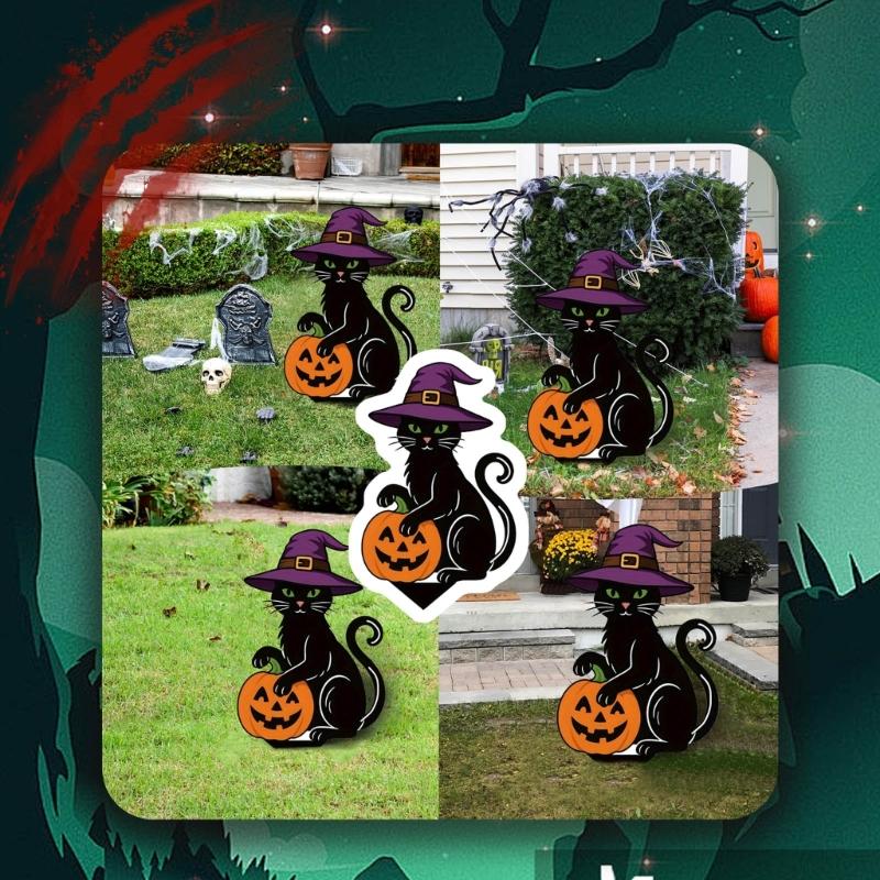 Durable Metal Halloween Pumpkins Lawn Stake Easy Installation For Outdoor Fall Festival