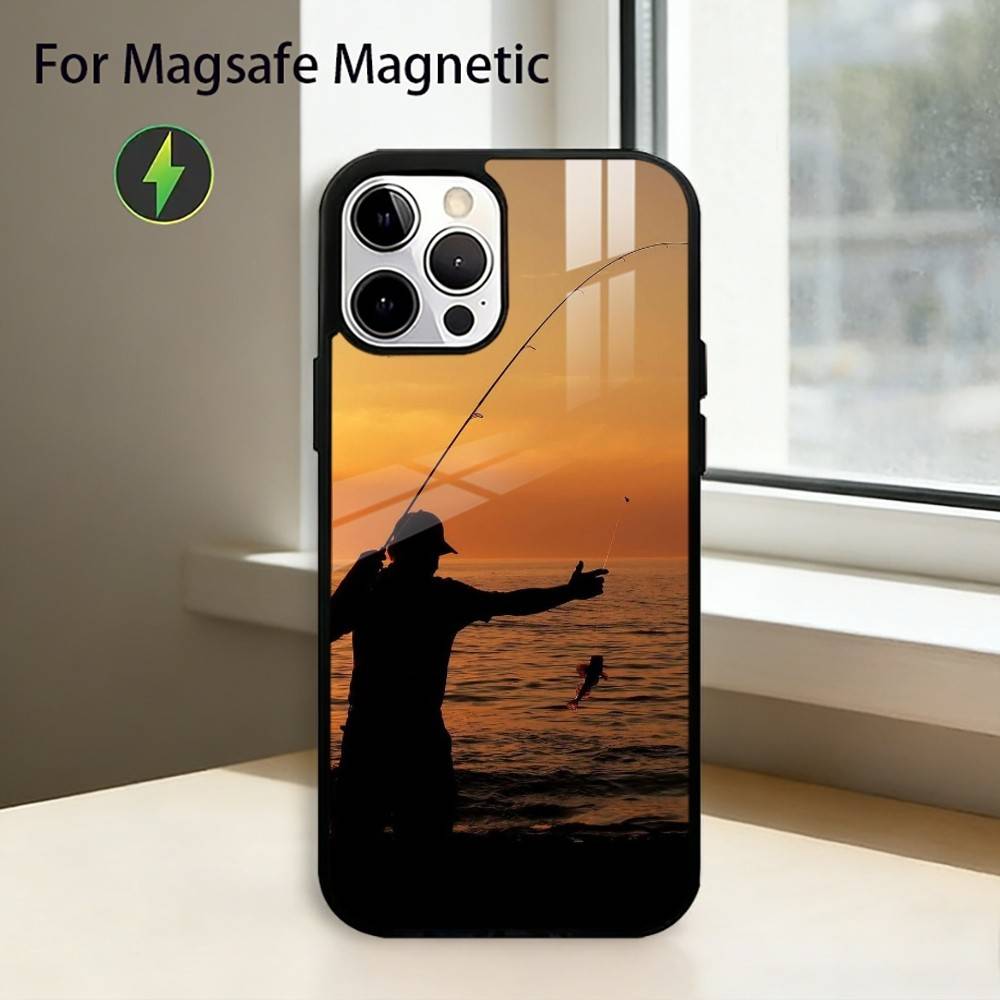 Carp Fish Fishing R-Rod Phone Case For iPhone17,16,15,14,13,12,11 Plus,Pro Magnetic For Magsafe Wireless Charging