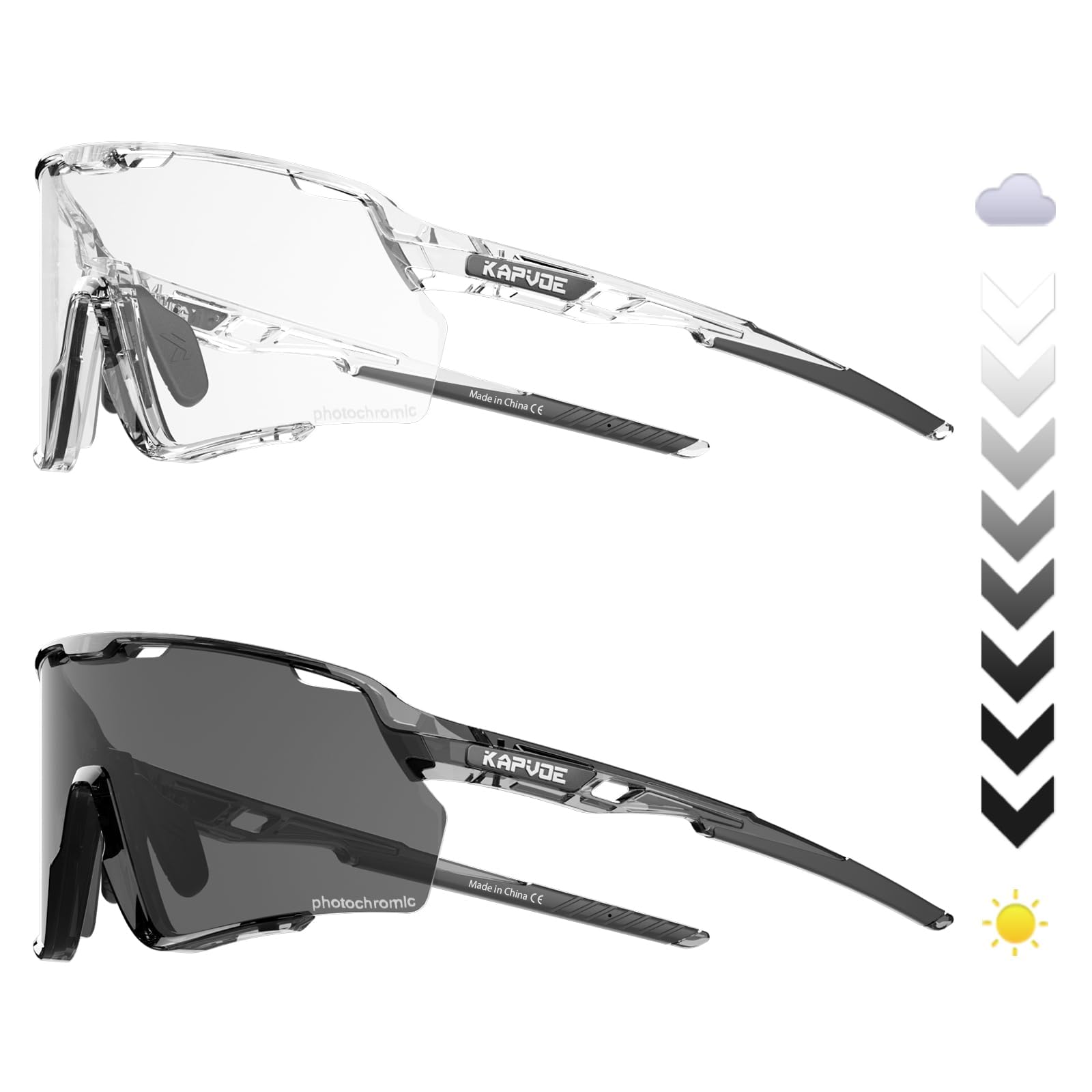 

KAPVOE Фотохромные Спортивные Велосипедные Поляризованные Дорожные Беговые Солнцезащитные Очки, Солнцезащитные очки, Унисекс, Очки, Солнцезащитные очки, Велосипед, Велоспорт, Спорт, Триатлон,