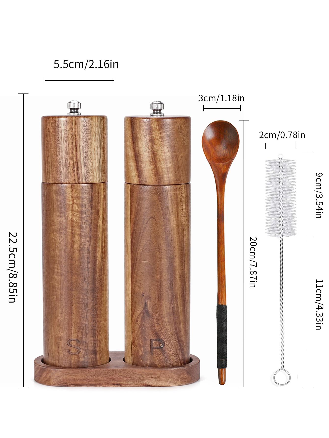 

Leeseph набор из деревянной мельницы для соли и перца, деревянный поднос для крепления, щетка для чистки и ложка, аксессуары для обеденного стола, 8 дюймов