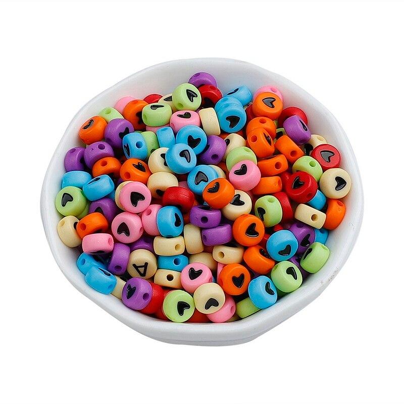 100PCS Acrylic Love Heart Loose Spacer Beads for Jewelry Making