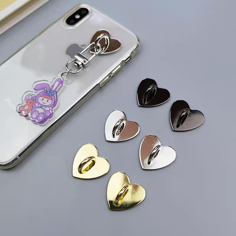2/3/4PCS Metal Moon Star Phone Charm Holder Self Adhesive Mobile Phone Case Finger Ring Heart Phone Case DlY Decorative