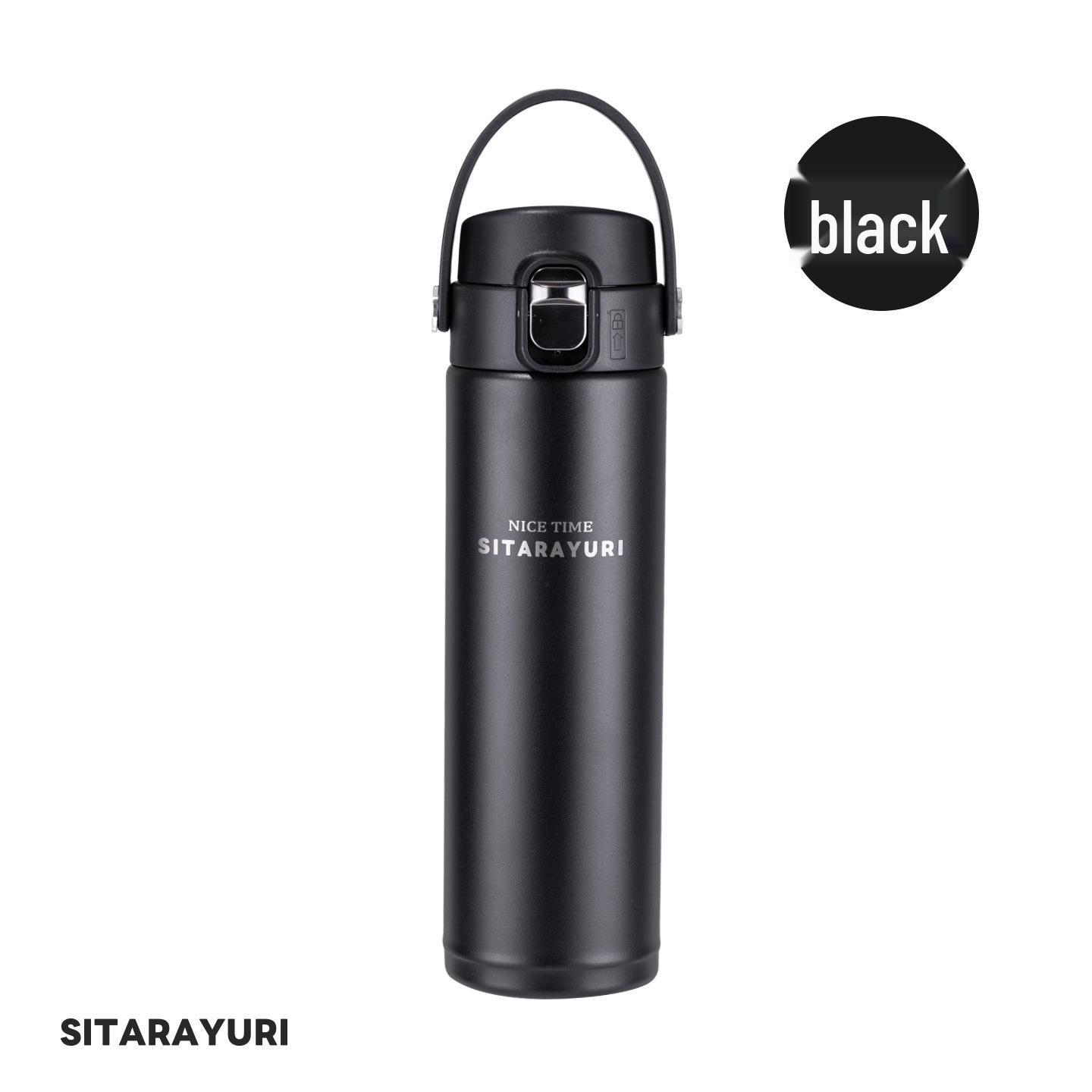 

SITARAYURI Insulated Stainless Steel Car Mug with Silicone Handle and Large Capacity 500ml чорний