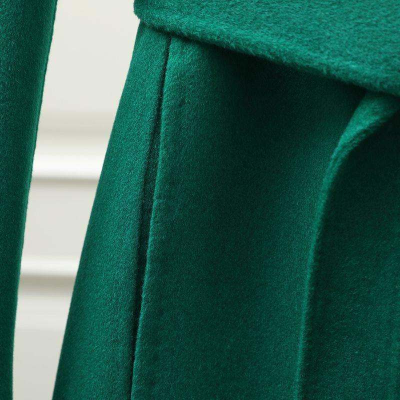 Handcrafted Long Woolen Coat for Women - Elegant Pure Color Overcoat